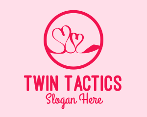 Pink Twin Hearts  logo design