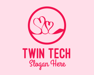 Pink Twin Hearts  logo design