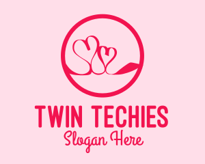 Pink Twin Hearts  logo design