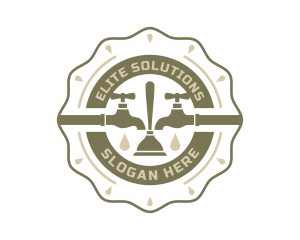 Faucet Plunger Plumbing Emblem  logo design