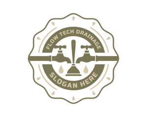 Faucet Plunger Plumbing Emblem  logo design