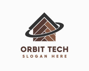 Wooden Tiles Home Orbit logo design