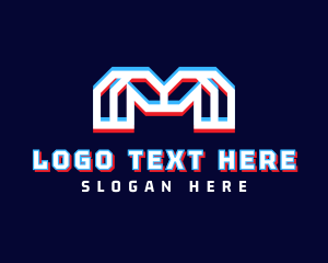 Gaming - Glitch Geometric Letter M logo design