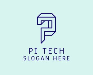 Tech 3D Brick Letter P logo design