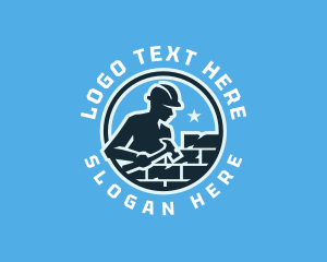 Man Brick Contractor  Logo