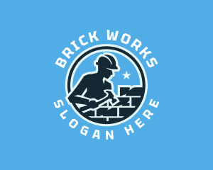 Man Brick Contractor  logo design