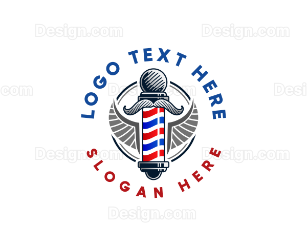 Barbershop Grooming Wings Logo