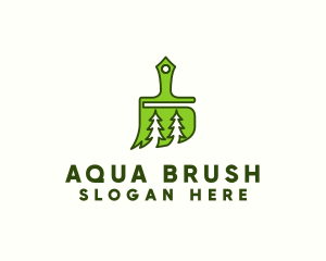 Pine Tree Paintbrush logo design