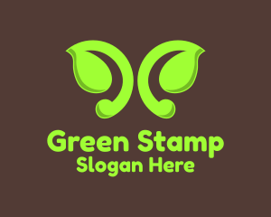 Green Butterfly Leaf  logo design