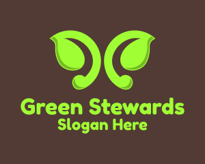 Green Butterfly Leaf  logo design