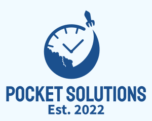 Aerospace Rocket Clock logo design