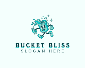 Cartoon Cleaning Bucket  logo design