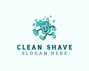 Cartoon Cleaning Bucket  logo design