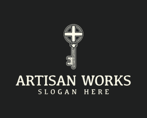 Antique Vintage Key Cross logo design