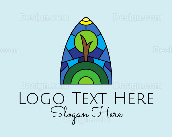 Stained Glass Eco Tree Logo