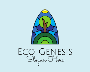 Stained Glass Eco Tree logo design