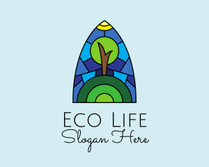 Stained Glass Eco Tree logo design