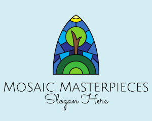 Stained Glass Eco Tree logo design