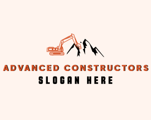 Mountain Backhoe Excavator  logo design