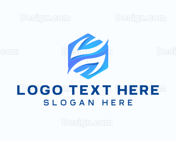 Tech Hexagon Leaf Logo