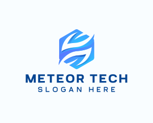 Tech Hexagon Leaf logo design