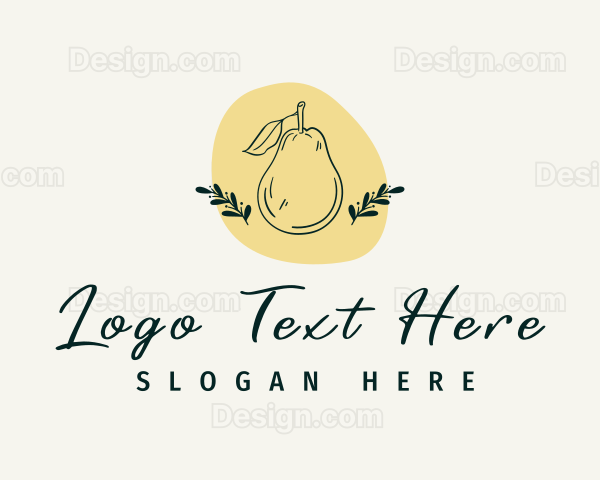 Organic Pear Fruit Logo