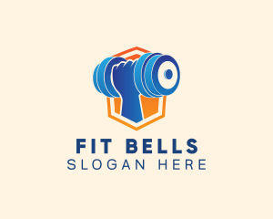 Dumbbell Hand Shield logo design