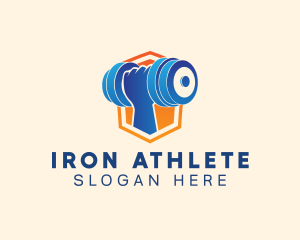 Dumbbell Hand Shield logo design