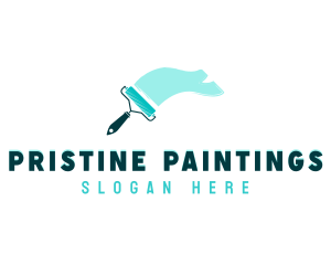 Roller Paint Renovation Painting logo design