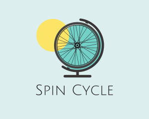 Bike Wheel Globe logo design