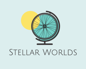 Bike Wheel Globe logo design