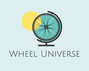 Bike Wheel Globe logo design