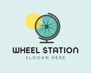 Bike Wheel Globe logo