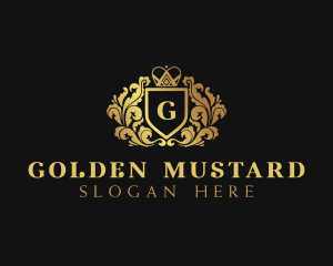 Golden Monarchy Shield logo design