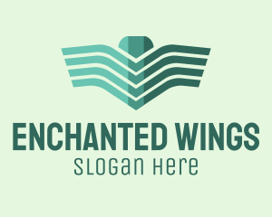 Green Linear Wings logo design