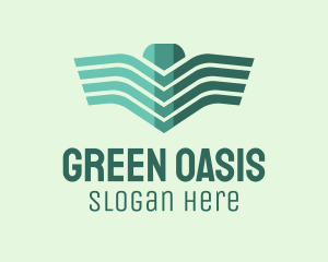 Green Linear Wings logo design