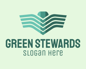 Green Linear Wings logo design