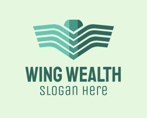 Green Linear Wings logo design