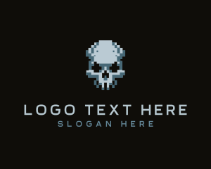 Pixel Skull Head logo