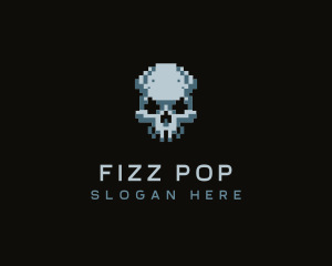 Pixel Skull Head logo design