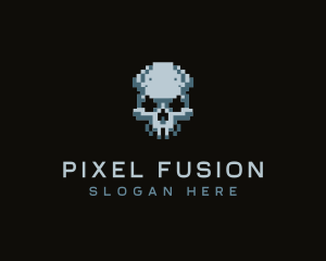 Pixel Skull Head logo design