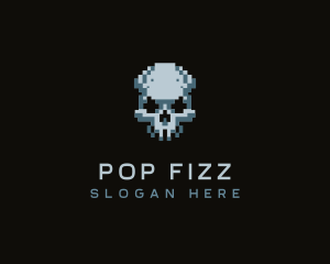 Pixel Skull Head logo design