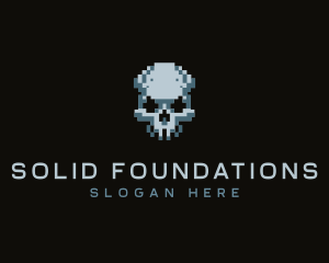 Pixel Skull Head logo