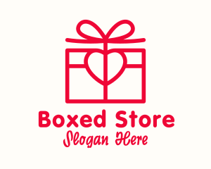 Ribbon Heart Box logo design