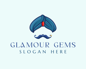 Turban Gem Mustache logo design