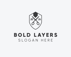 Barbershop Scissor Shield logo design