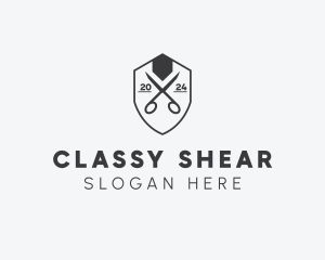 Barbershop Scissor Shield logo design