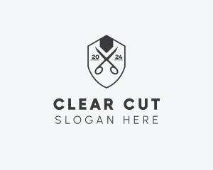 Barbershop Scissor Shield logo design