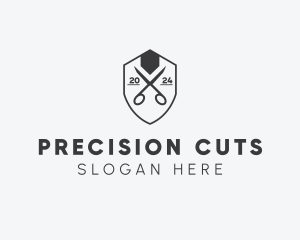 Barbershop Scissor Shield logo design