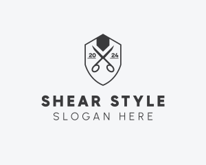 Barbershop Scissor Shield logo design